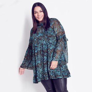 Arna York Womens Plus size 26 28 26/28 Tunic Top with Cami Animal Print NWT